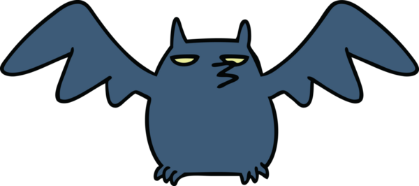 Bir insan tarafından çizilmiş bir gece yarasasının el çizimi karikatürü.