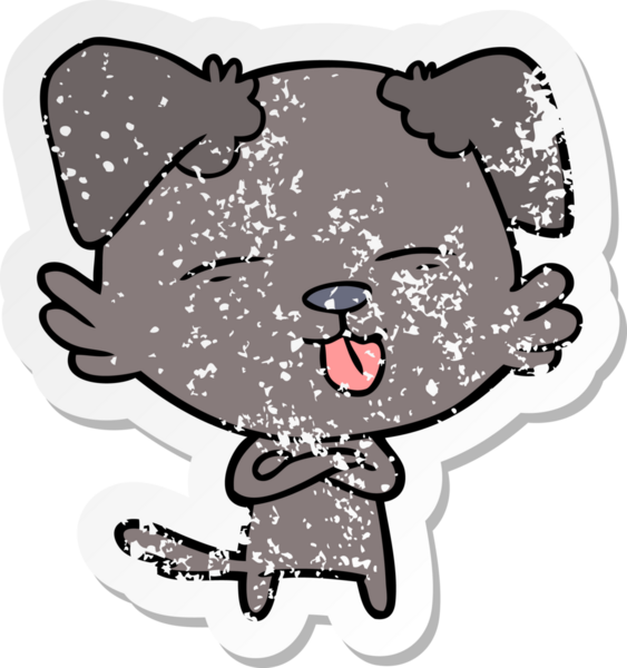 Bir insan tarafından çizilmiş bir köpeğin dertli çıkartması.