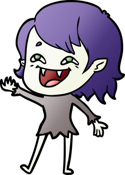 Bir insan tarafından çizilmiş gülen vampir kız çizgi filmi.