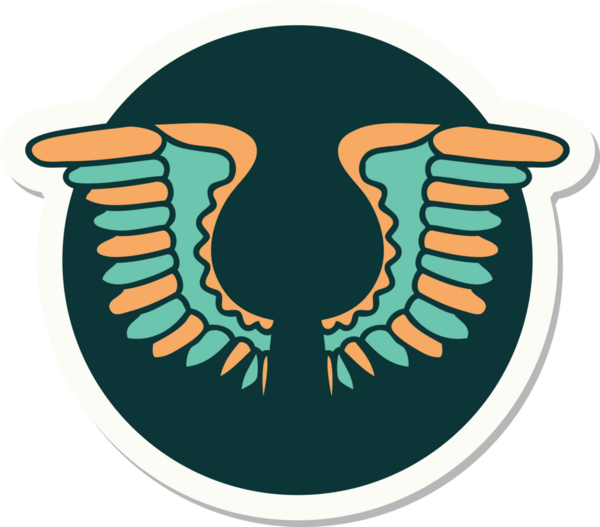 Bir insan tarafından çizilmiş geleneksel bir kanat dövmesi.