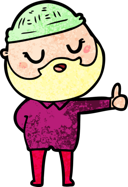 Bir insan tarafından çizilmiş sakallı bir çizgi film adamı.