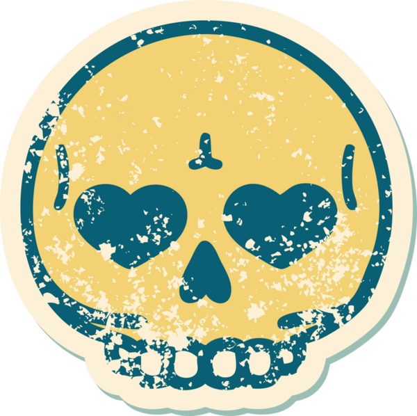 Bir insan tarafından çizilmiş bir kafatasının sembolik dövmeli görüntüsü.