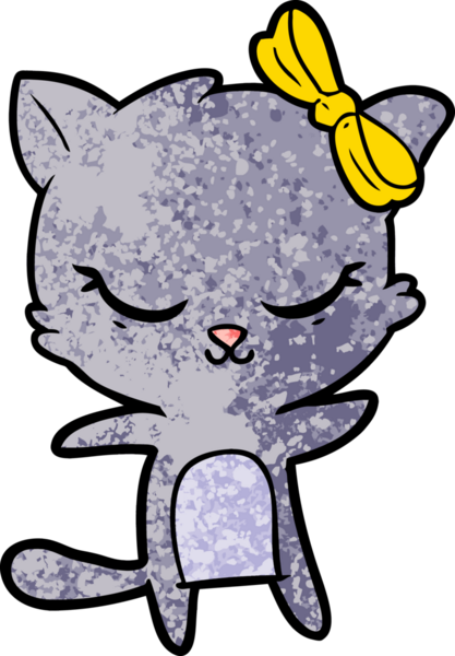 Bir insan tarafından çizilmiş sevimli çizgi film kedisi.