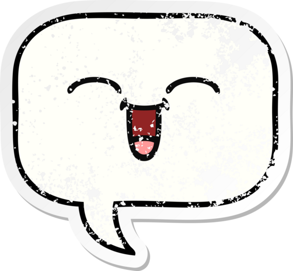 Bir insan tarafından çizilmiş şirin bir karikatür konuşma balonunun sıkıntılı çıkartması.