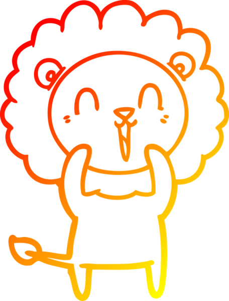 Bir insan tarafından çizilmiş gülen aslan karikatürü.