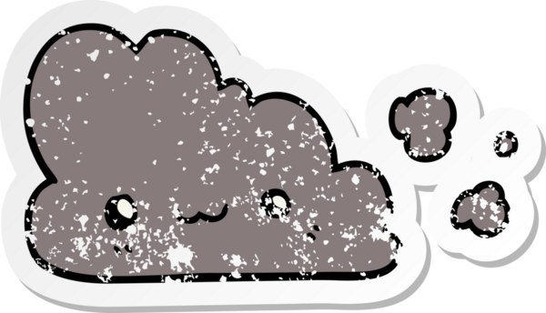 Bir insan tarafından çizilmiş şirin bir karikatür bulutunun sıkıntılı çıkartması.