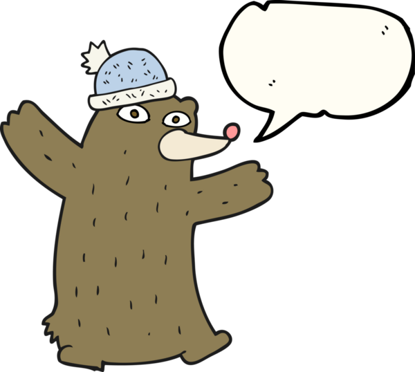 Bir insan tarafından çizilmiş serbest konuşma balonu çizgi film ayısı şapkası.