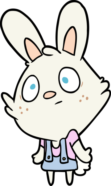 Bir insan tarafından çizilmiş şirin tavşan omuz silkiyor.