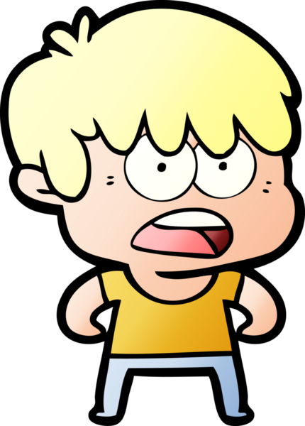 Bir insan tarafından çizilmiş endişeli çizgi film çocuğu.