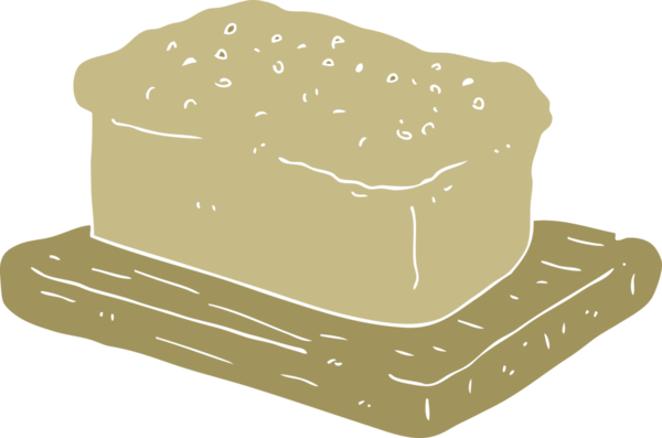 Bir insan tarafından çizilmiş bir somun ekmeğin düz renk çizimi