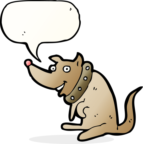 Bir insan tarafından çizilmiş, büyük yakalı mutlu köpek çizgi filmi.