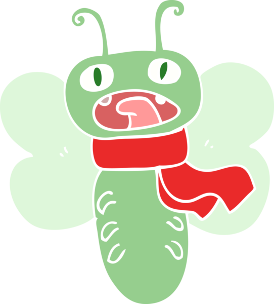 Bir insan tarafından çizilmiş komik düz renkli çizgi film kelebeği.