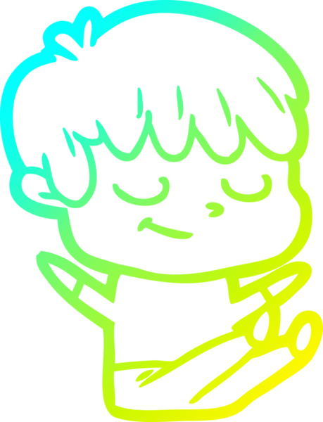 Bir çizgi film karakteri çizen soğuk çizgi bir insan tarafından çizilmiş mutlu çocuk.