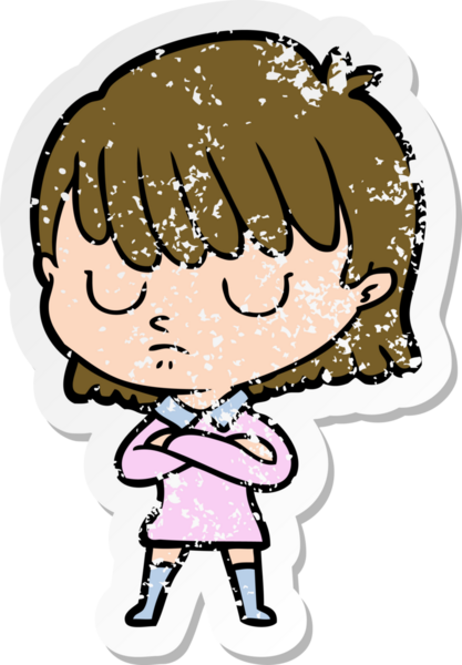 Bir insan tarafından çizilmiş karikatür bir kadının sıkıntılı çıkartması.