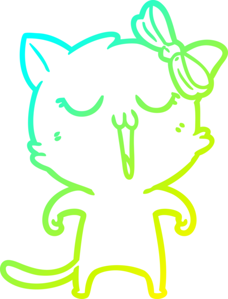 Bir insan tarafından çizilen çizgi film kedisinin soğuk gradyan çizgisi.