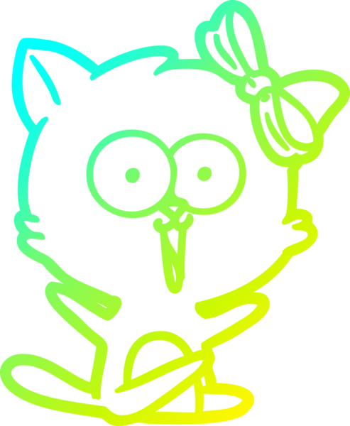 Bir insan tarafından çizilen çizgi film kedisinin soğuk gradyan çizgisi.