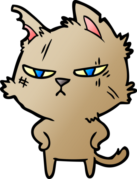 Bir insan tarafından çizilmiş sert çizgi film kedisi.