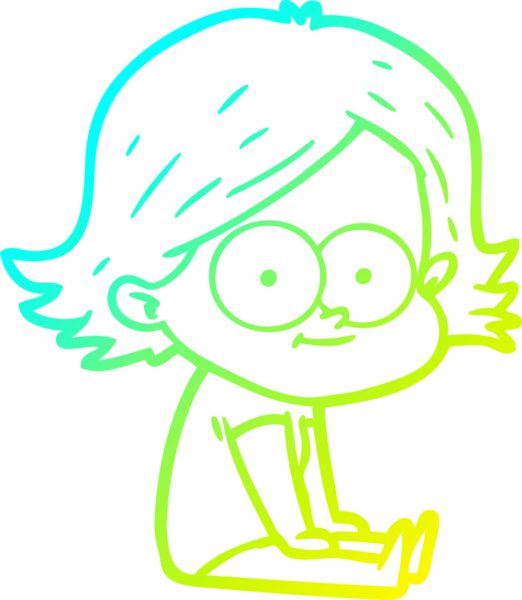 Bir insan tarafından çizilmiş mutlu çizgi film kızı çizimi.