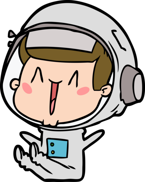 Bir insan tarafından çizilmiş mutlu astronot çizgi filmi.