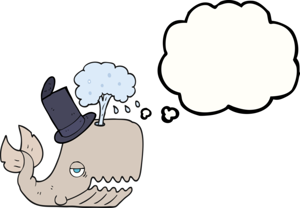 Serbest çizim düşünce baloncuğu bir insan tarafından çizilmiş su püskürten balina.