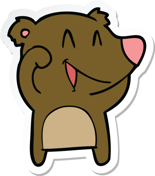 Bir insan tarafından çizilmiş, gülen ayı çizgi filminin çıkartması.