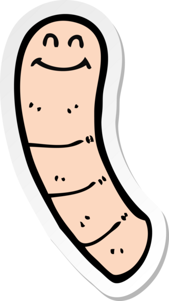 Bir insan tarafından çizilmiş bir karikatür solucanı çıkartması.