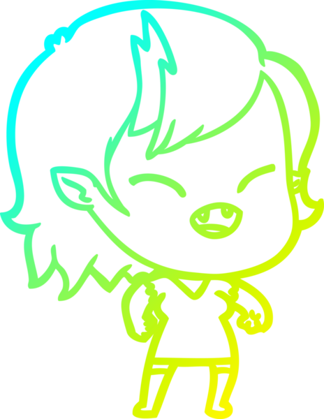 Bir insan tarafından çizilmiş gülen vampir kız çizgi filmi.