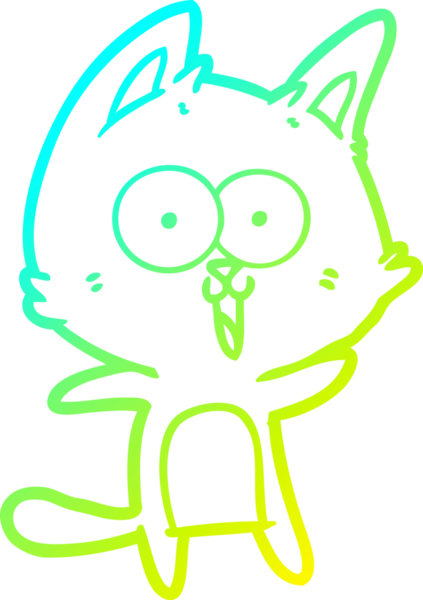 Bir insan tarafından çizilmiş komik çizgi film kedisinin soğuk gradyan çizgisi.