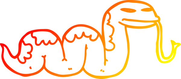 Bir insan tarafından çizilen sürünen yılanın sıcak çizgi çizimi