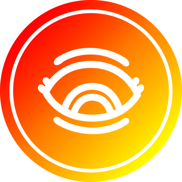 Bir insan tarafından çizilmiş, sıcak eğimli göz yuvarlak simgesi.