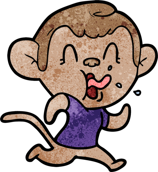 Bir insan tarafından çizilen çılgın çizgi film maymunu