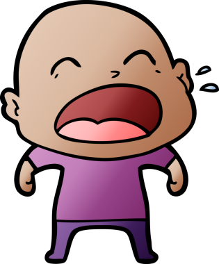 Bir insan tarafından çizilmiş kel adam diye bağıran çizgi film.