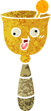 Bir insan tarafından çizilmiş okul çanının retro çizim stili karikatürü