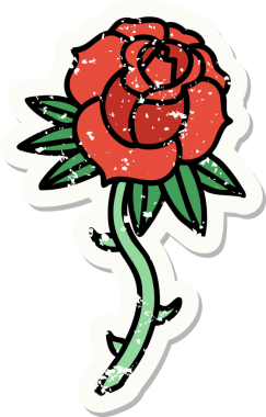 Bir insan tarafından çizilmiş geleneksel gül stiliyle depresif etiket dövmesi.