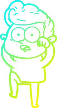 Bir insan tarafından çizilmiş soğuk çizgi çizgi film karakteri.