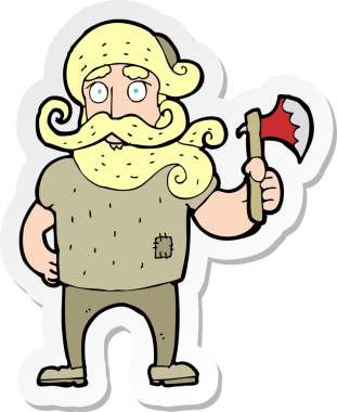 Bir insan tarafından çizilmiş baltalı bir oduncunun çıkartması.