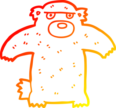 Bir insan tarafından çizilen çizgi film ayısının sıcak çizgi çizimi