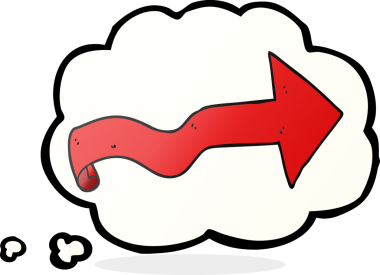 Bir insan tarafından çizilmiş serbest çizim balon karikatür oku