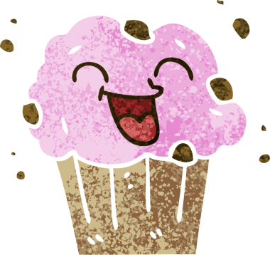 Bir insan tarafından çizilmiş garip çizim tarzı mutlu kek.