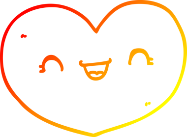 Bir insan tarafından çizilmiş bir aşk kalbinin sıcak çizgi çizimi.