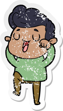 Bir insan tarafından çizilmiş mutlu bir çizgi film karakterinin sıkıntılı çıkartması.