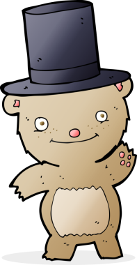 Bir insan tarafından çizilmiş silindir şapkalı bir ayı.