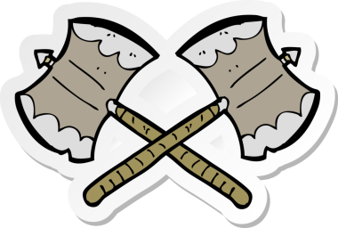 Bir insan tarafından çizilmiş çapraz balta etiketi.