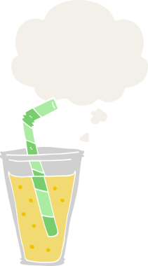 Düşünce baloncuğu olan köpüklü çizgi film içkisi insan tarafından çizilmiş.