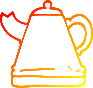 Bir insan tarafından çizilen karikatür çaydanlığının sıcak gradyan çizimi