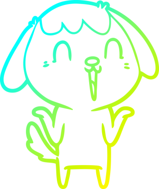 Bir insan tarafından çizilen çizgi film köpeğinin soğuk gradyan çizgisi.