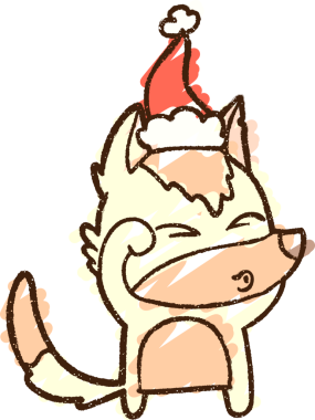 Bir insan tarafından çizilen Noel Köpeği Tebeşiri