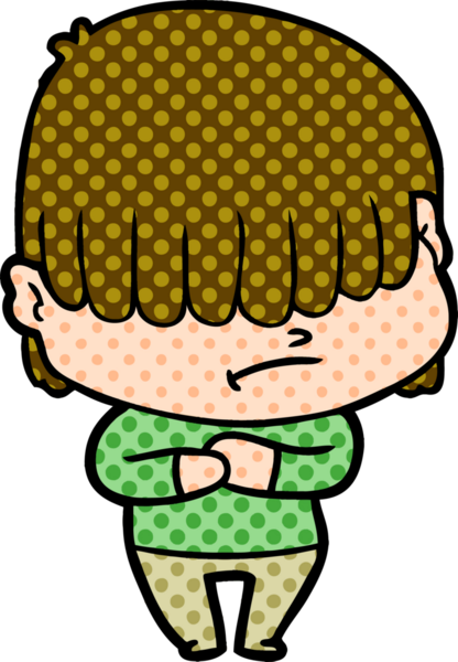 Bir insan tarafından çizilmiş dağınık saçlı çizgi film çocuğu.