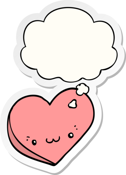 Bir insan tarafından çizilmiş bir çıkartma gibi yüzü olan karikatür aşkı kalbi.