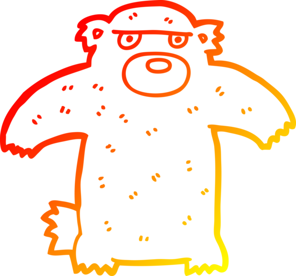 Bir insan tarafından çizilen çizgi film ayısının sıcak çizgi çizimi